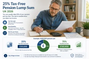 25% tax free pension lump sum UK 2026