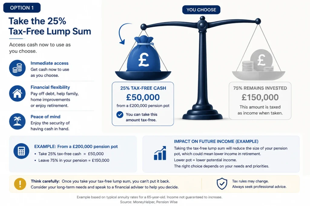 25% tax free pension lump sum trade off annuity income