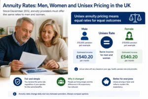 annuity rates men women UK unisex pricing