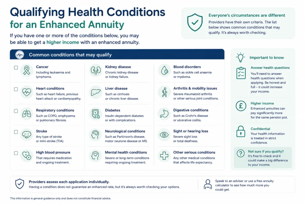 enhanced annuity qualifying health conditions list