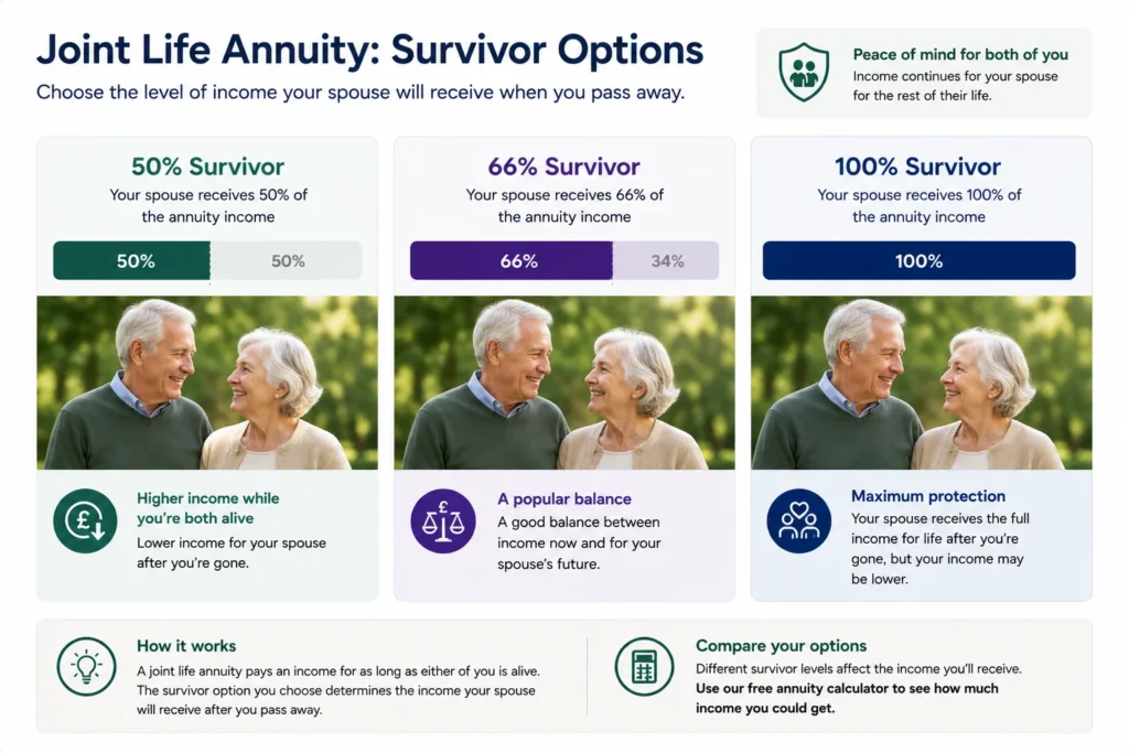 joint life annuity 50 66 100 percent survivor options