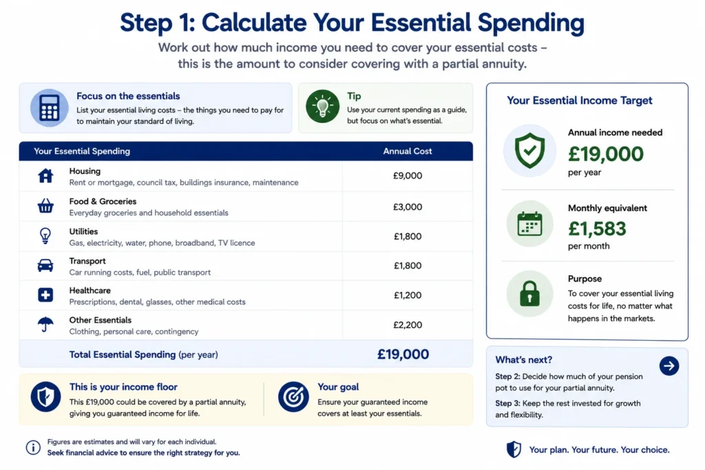 partial annuity strategy essential spending calculation